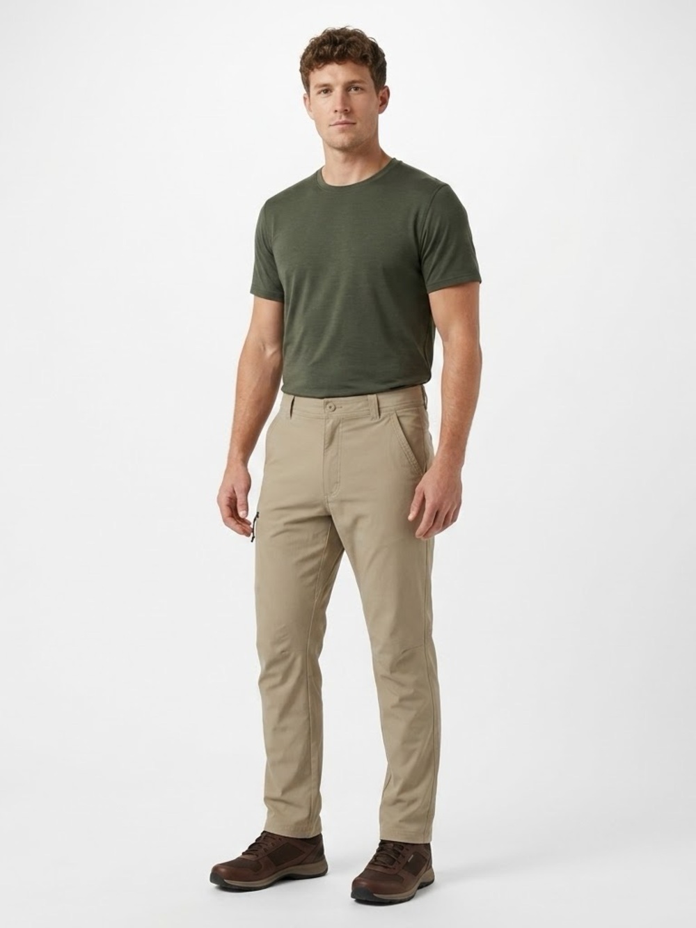 REI Men's Cargo Pants in Tan with Black Zip Pull